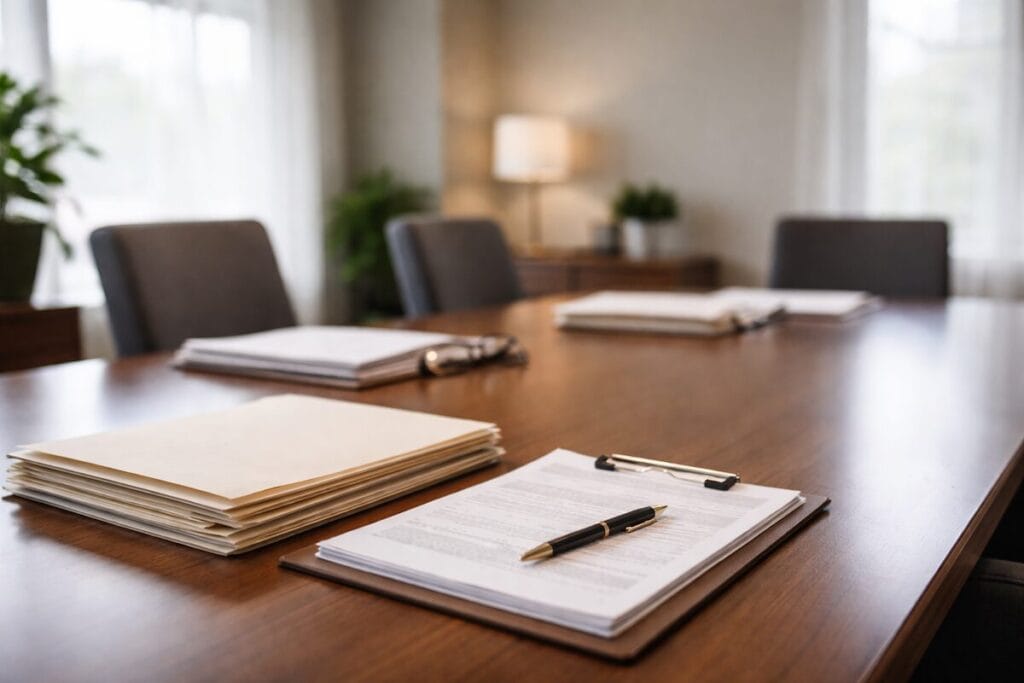 Professional office setting with real estate documents