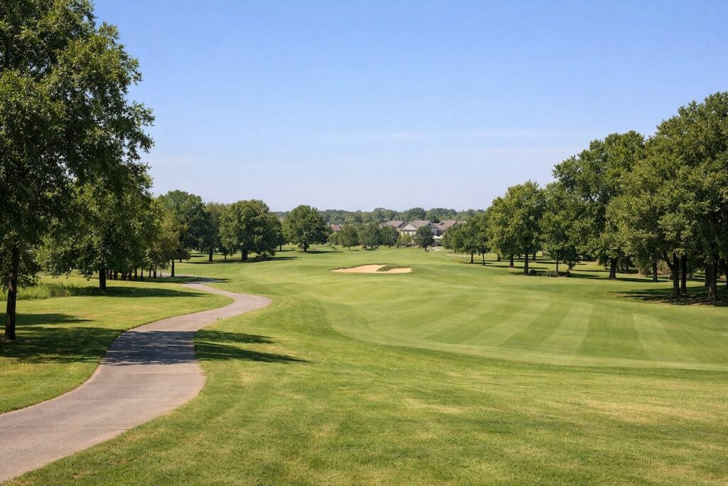Battle Creek Golf Course fairway near GreenBrier subdivision in Broken Arrow