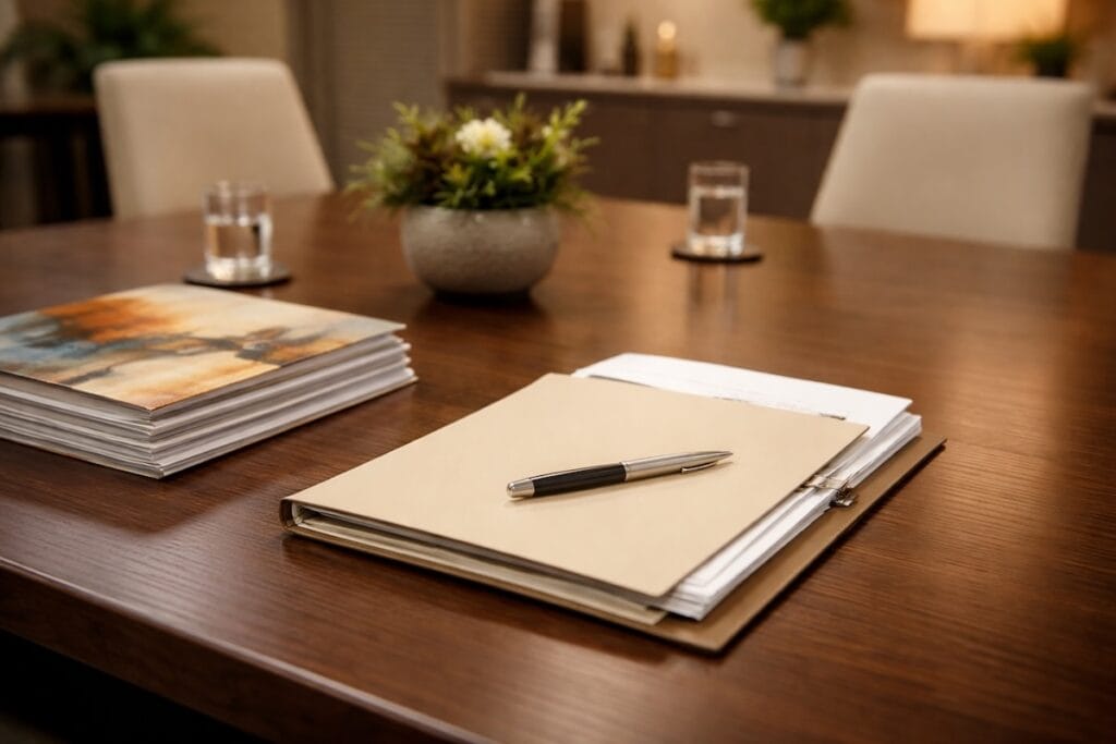 Tulsa title company reviewing abstract and closing documents before settlement