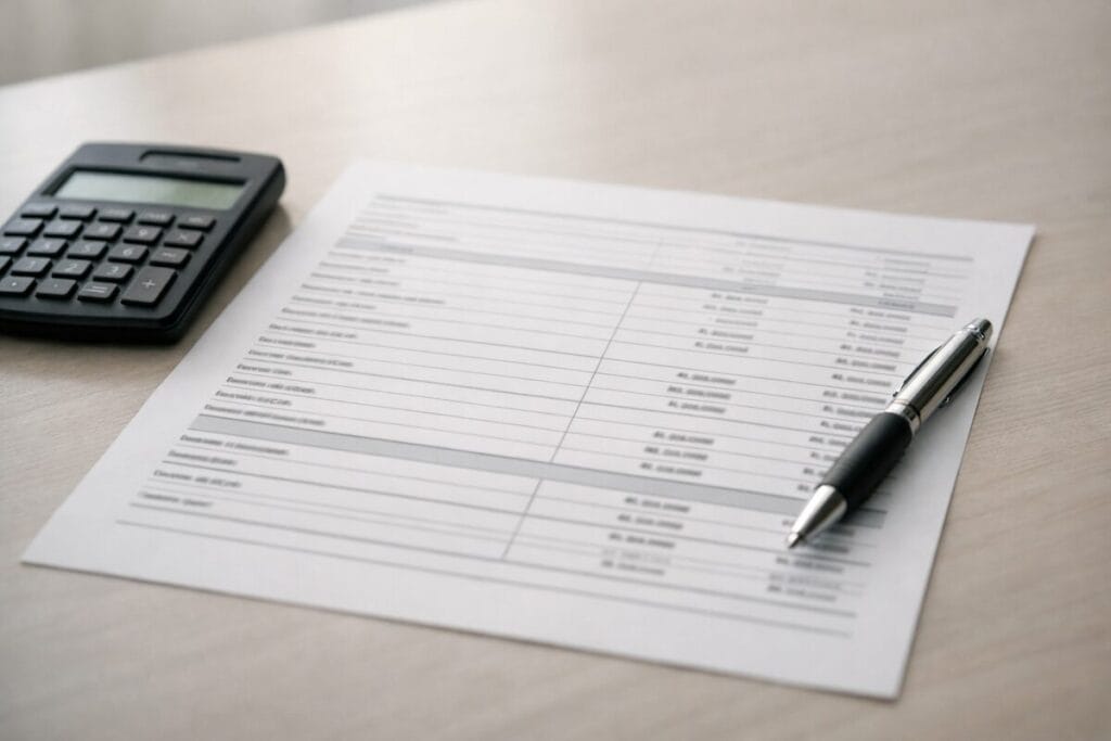 Real estate pricing worksheet with calculator