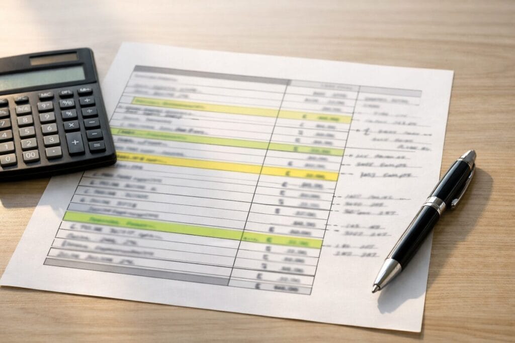 Net sheet showing estimated closing costs and seller proceeds