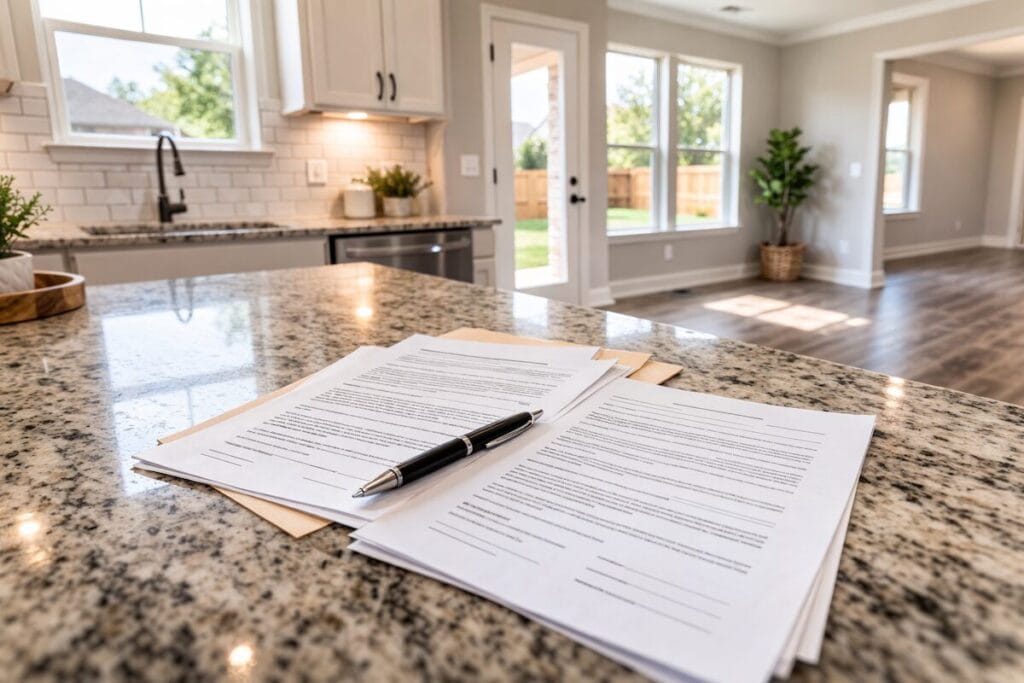 Empty living room in Tulsa home cleared for final walkthrough