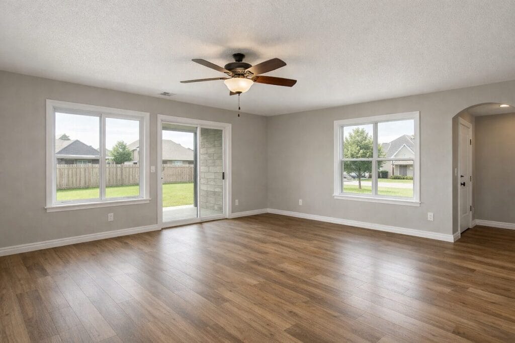 Homebuyer checking under sink for visible leaks in Tulsa home