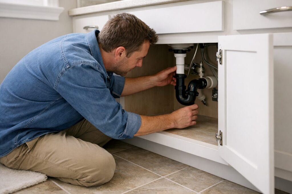 Buyer walking exterior of Tulsa home checking fence and gutters