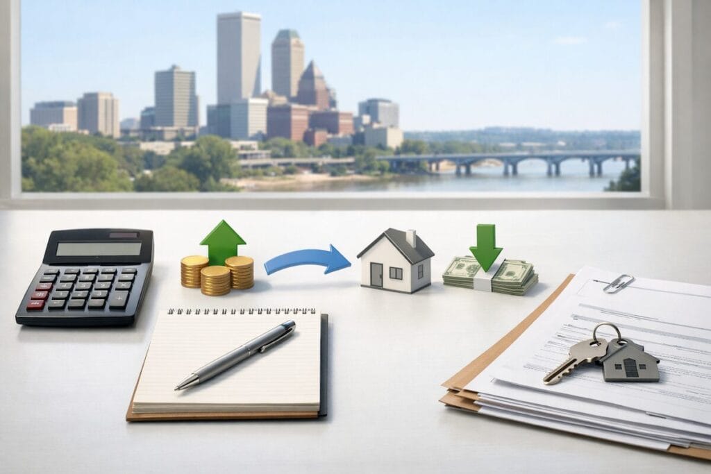 Closing costs and seller credit concept with calculator and documents