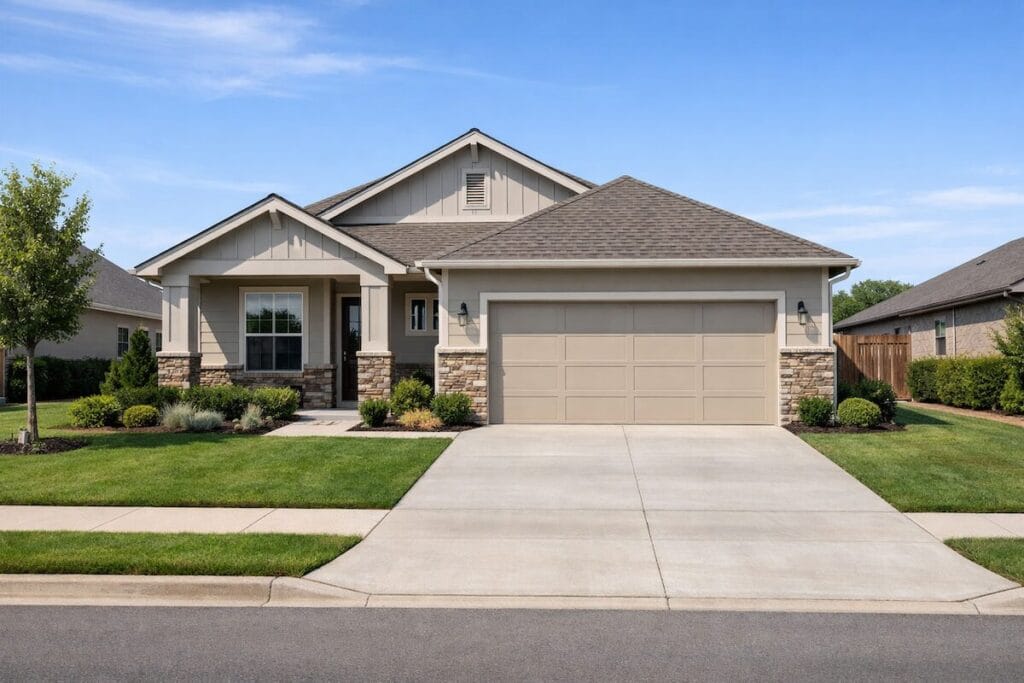 Low-maintenance patio home in south Tulsa with simple landscaping